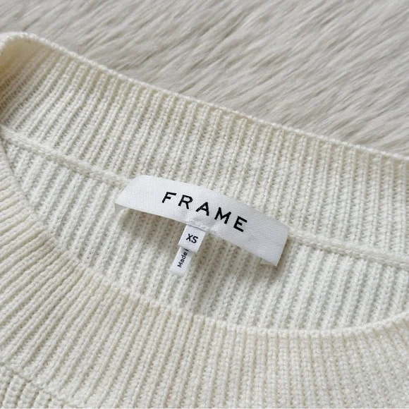 Frame Ruffle-yoke Ribbed Sweater In Off White - Picture 9 of 12